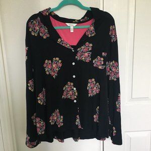 Soma Black Floral Pajama Top